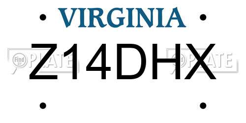 Z14DHX Virginia License Plate