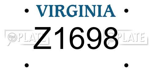 Z1698 Virginia License Plate