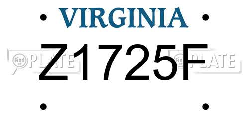 Z1725F Virginia License Plate