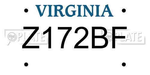 Z172BF Virginia License Plate