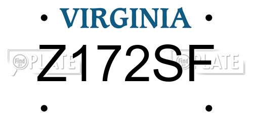 Z172SF Virginia License Plate
