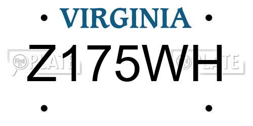 Z175WH Virginia License Plate