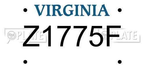 Z1775F Virginia License Plate