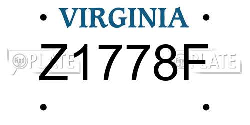 Z1778F Virginia License Plate