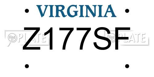 Z177SF Virginia License Plate