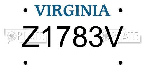 Z1783V Virginia License Plate