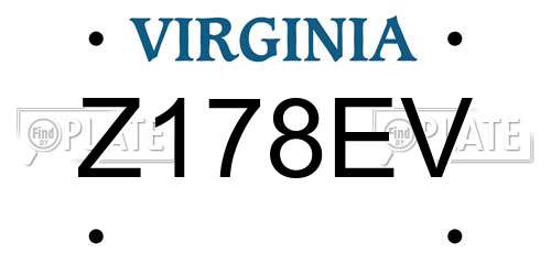 Z178EV Virginia License Plate