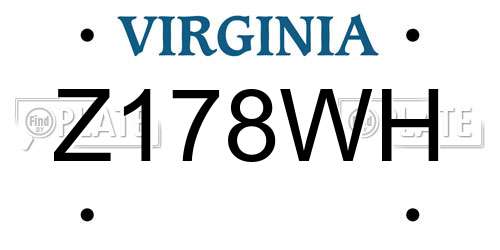 Z178WH Virginia License Plate