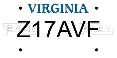 Z17AVF Virginia License Plate