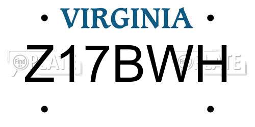 Z17BWH Virginia License Plate