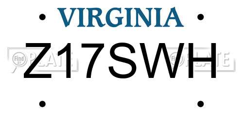 Z17SWH Virginia License Plate