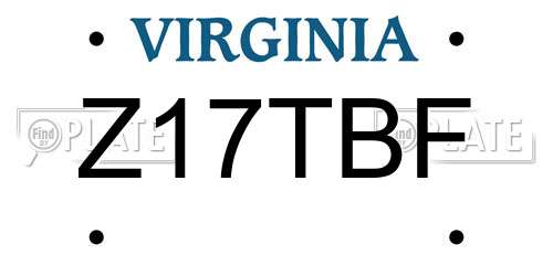 Z17TBF Virginia License Plate
