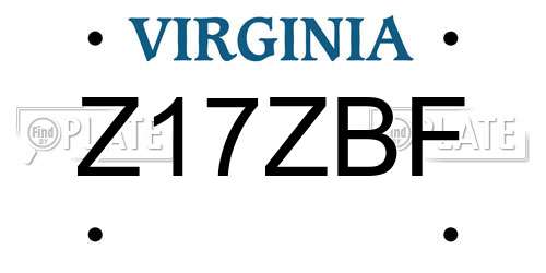 Z17ZBF Virginia License Plate