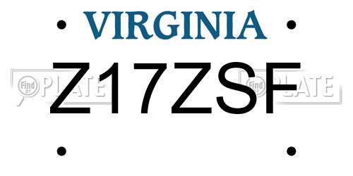 Z17ZSF Virginia License Plate