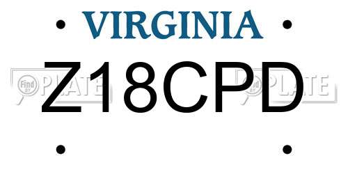 Z18CPD Virginia License Plate