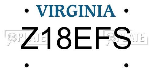 Z18EFS Virginia License Plate