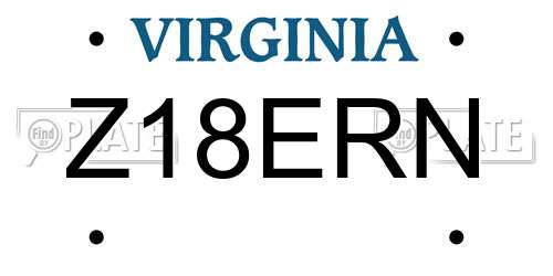 Z18ERN Virginia License Plate
