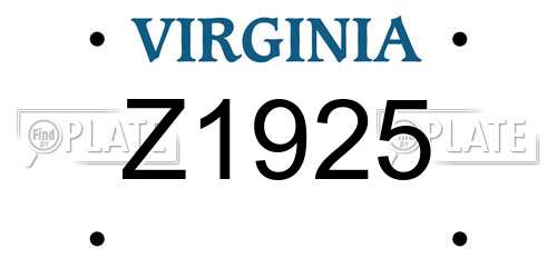Z1925 Virginia License Plate