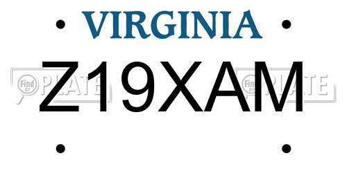 Z19XAM Virginia License Plate