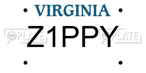 Z1PPY Virginia License Plate