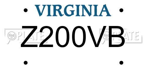 Z200VB Virginia License Plate