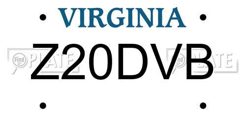 Z20DVB Virginia License Plate