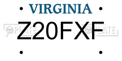 Z20FXF Virginia License Plate