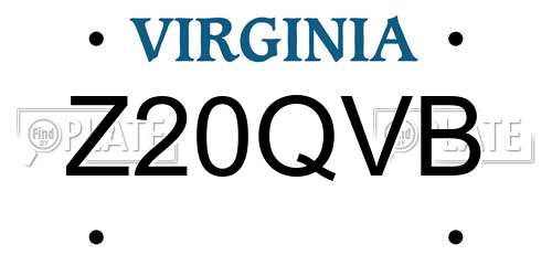 Z20QVB Virginia License Plate