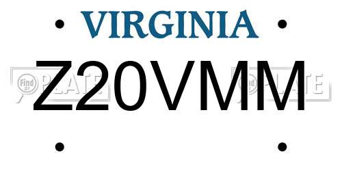 Z20VMM Virginia License Plate