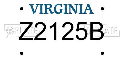 Z2125B Virginia License Plate
