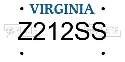 Z212SS Virginia License Plate
