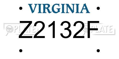 Z2132F Virginia License Plate