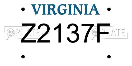 Z2137F Virginia License Plate