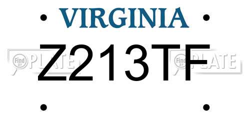 Z213TF Virginia License Plate