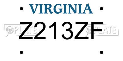 Z213ZF Virginia License Plate