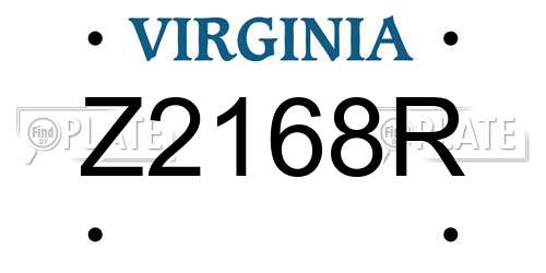 Z2168R Virginia License Plate