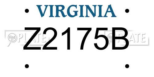 Z2175B Virginia License Plate