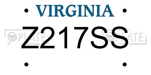 Z217SS Virginia License Plate