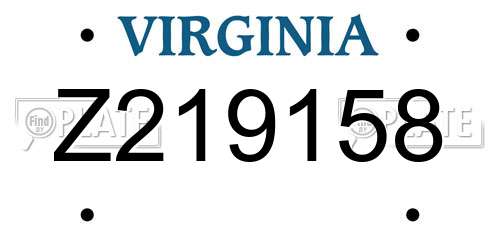 Z219158 Virginia License Plate