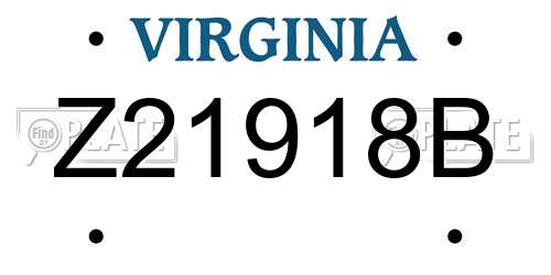Z21918B Virginia License Plate