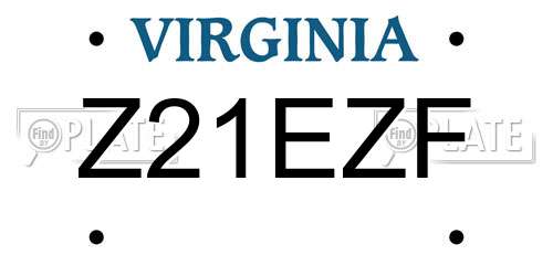Z21EZF Virginia License Plate