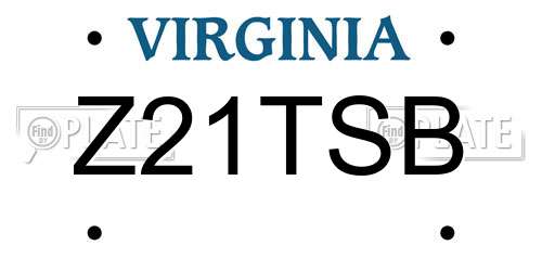 Z21TSB Virginia License Plate