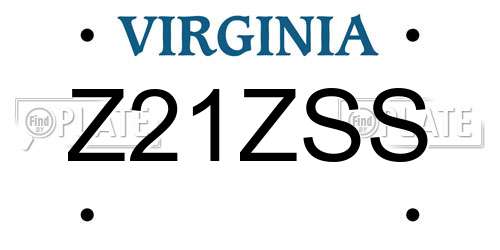 Z21ZSS Virginia License Plate