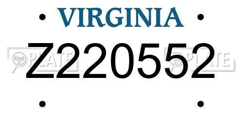 Z220552 Virginia License Plate