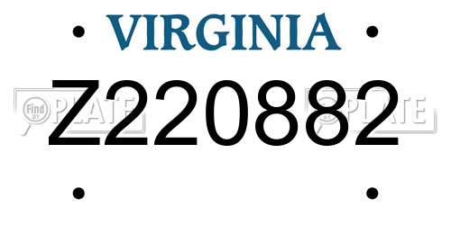 Z220882 Virginia License Plate
