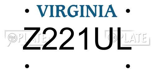 Z221UL Virginia License Plate