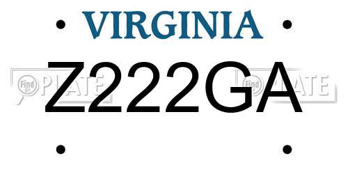 Z222GA Virginia License Plate