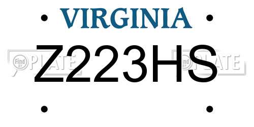 Z223HS Virginia License Plate