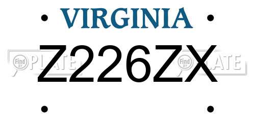 Z226ZX Virginia License Plate