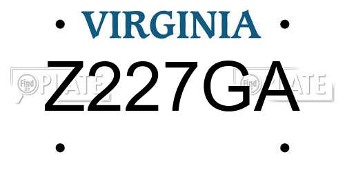 Z227GA Virginia License Plate